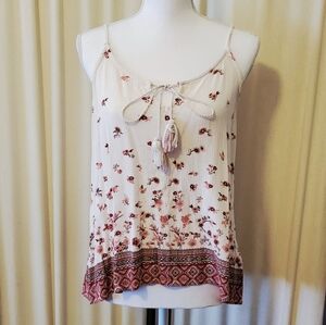 Cream & Red Floral Halter Top – Chic Sleeveless Blouse | Summer Party, Resort